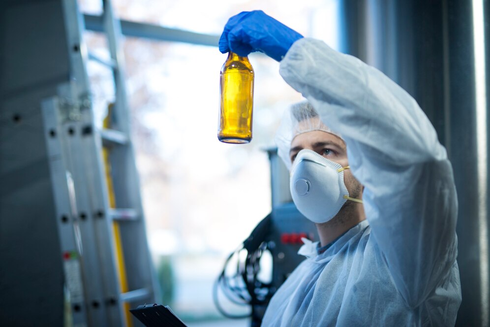 technologist-expert-beer-production-factory-holding-glass-bottle-checking-quality_342744-1172